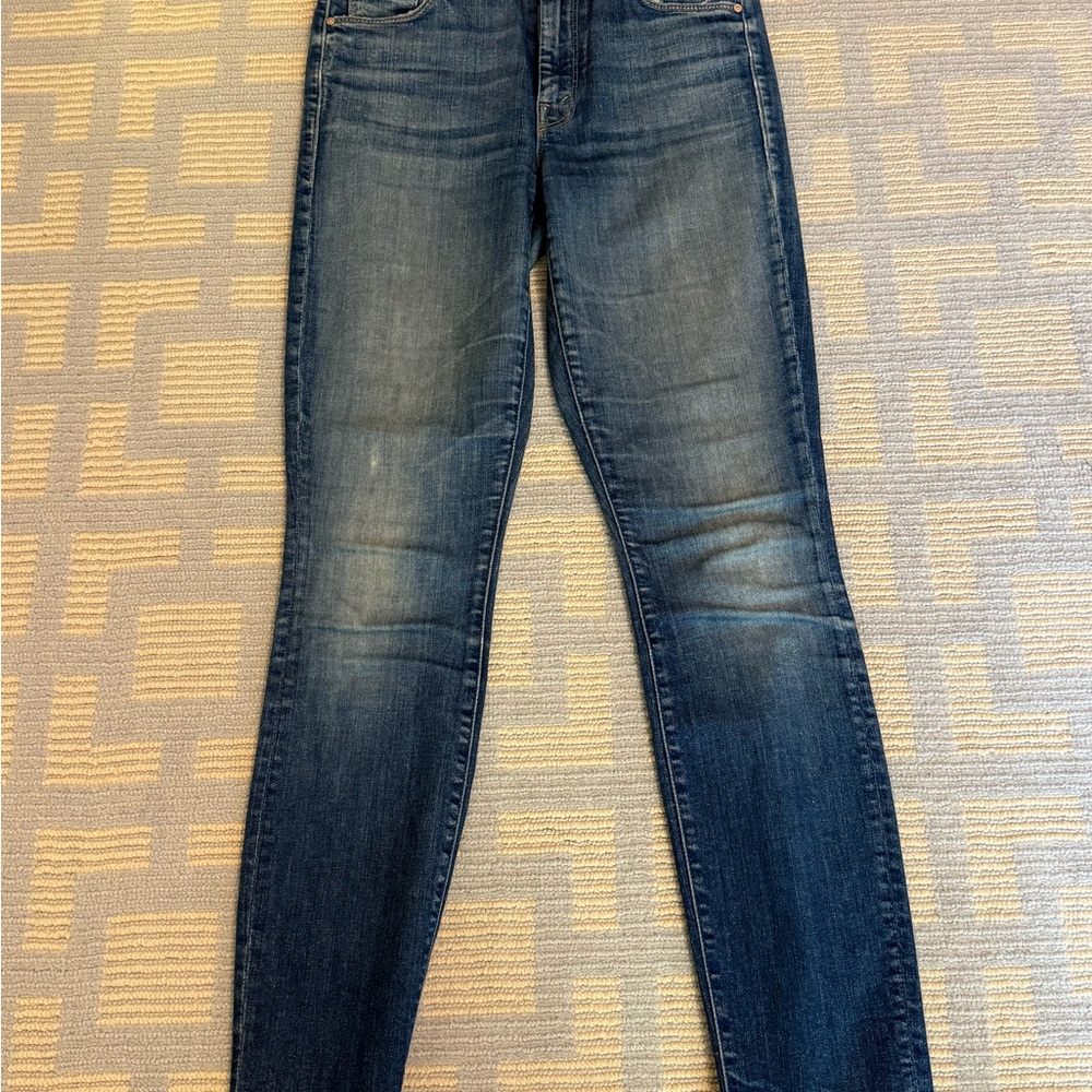 Mother High Waist Looker Ankle Fray Women's Blue Jeans